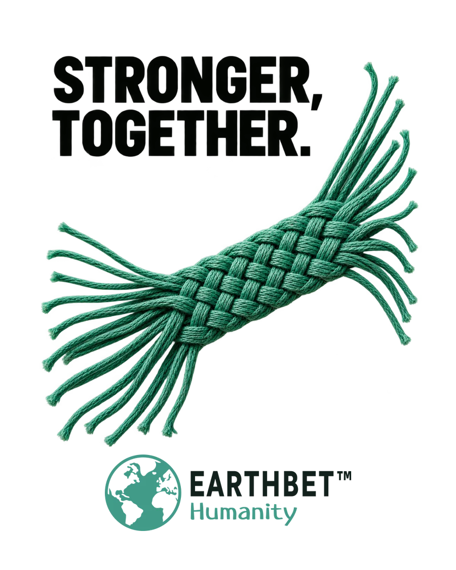 EarthBet Humanity poster: Stronger, together.